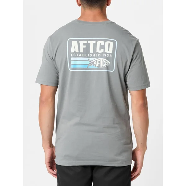 Aftco Strype Short Sleeve Pocket Shirt Cement