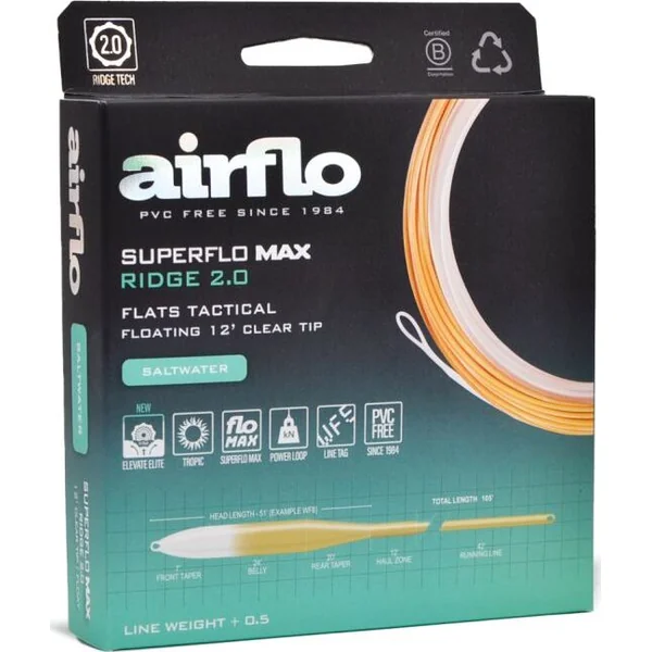 Airflo Superflo Ridge 2.0 Flats Tactical Taper Floating 12ft Clear Tip Clear/Tan