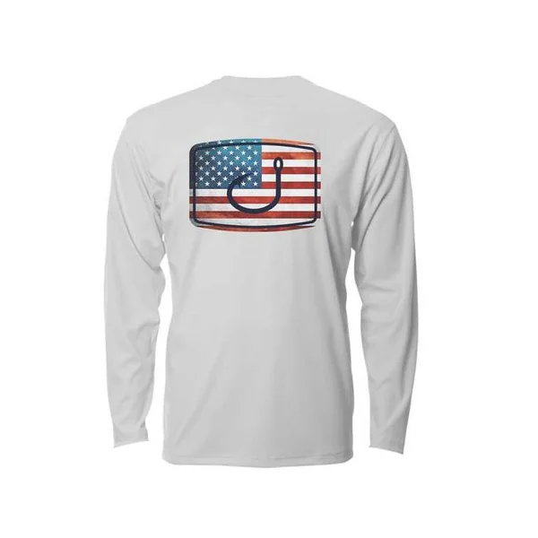 AVID Sportswear Flag Series USA Performance Long Sleeve Shirt - Glacier Grey - 2XL