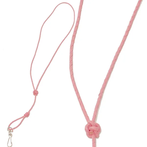 Bisley Pink Plaited Leather Lanyard