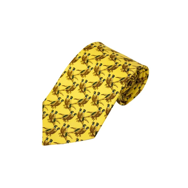 Bisley Solid Yellow Pheasants Silk Tie