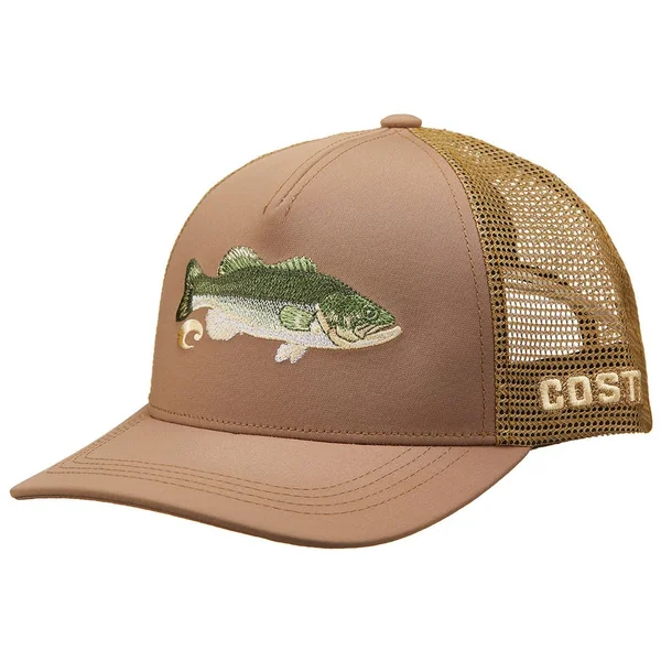 Costa Del Mar Bass Stitched Trucker Hat Working Brown
