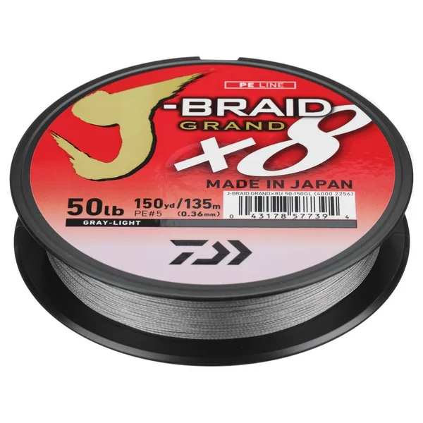 Daiwa J-Braid Grand 8X Braided Line Gray Light