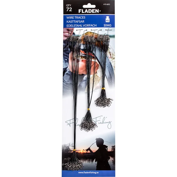 Fladen 15/25/30cm Assorted Pike Traces on Card 72pc