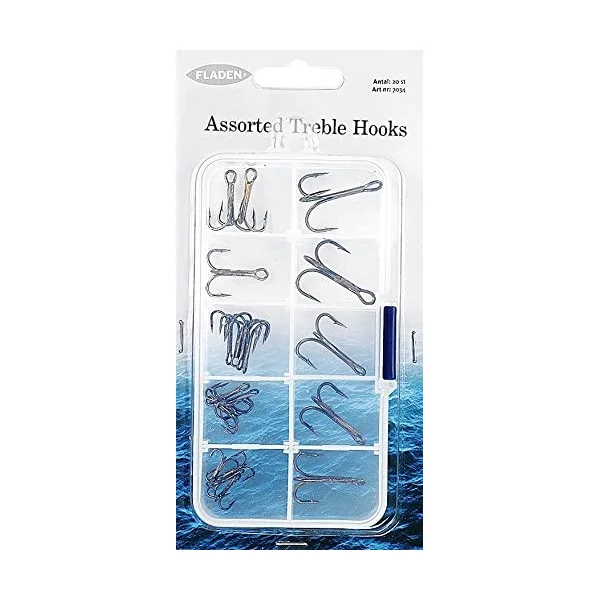 Fladen 20 Assorted Trebles in Tacklebox