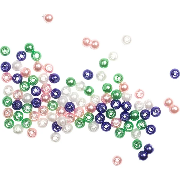 Fladen Assorted Colour Round Pearl Beads 3mm 100pc