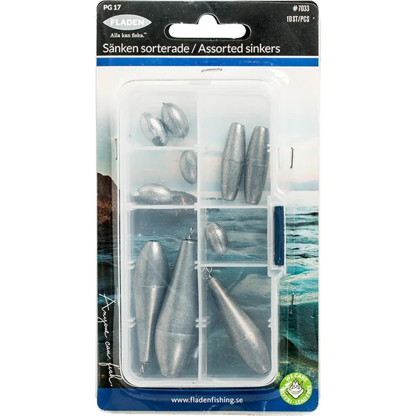 Fladen Assorted Sinkers in Tacklebox 10pc
