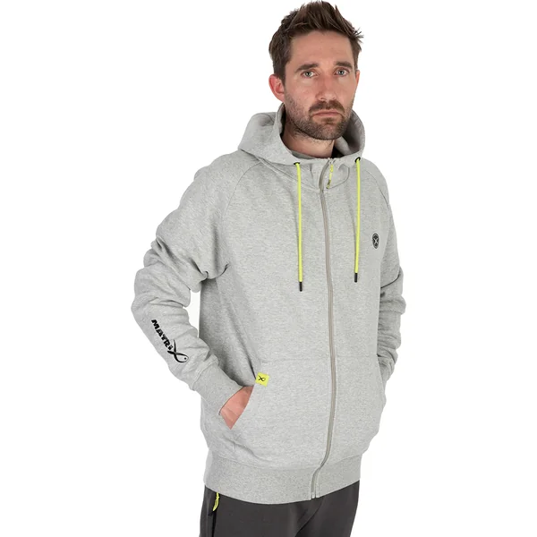 Fox Matrix Full Zip Hoody Marl Grey/Lime (Black Edition) -