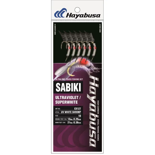 Hayabusa UV White Shrimp 6 Hook Sabiki Rig