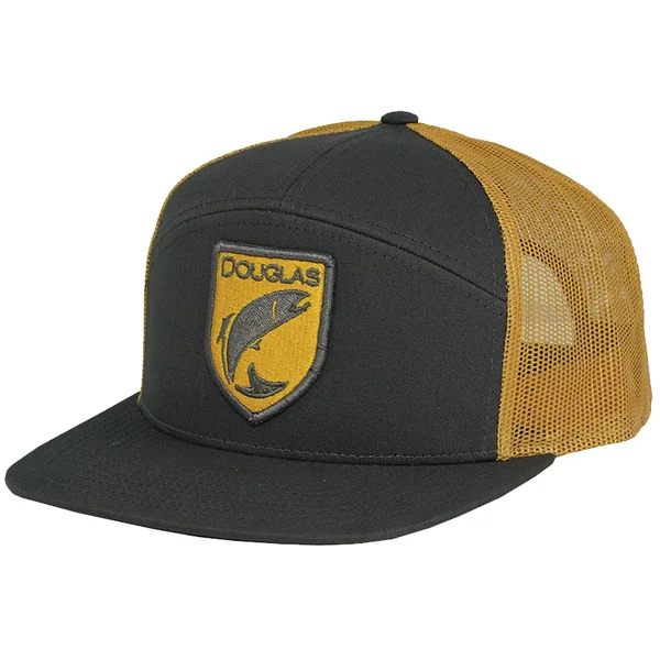 High Crown Hat – 7 Panel, Charcoal/Gold (93142)