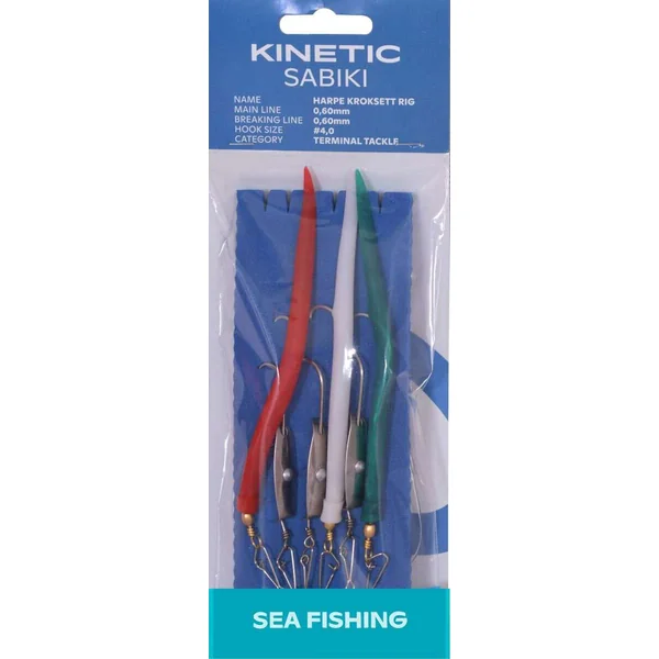 Kinetic Sabiki Harpe Kroksett #4/0 Green/White/Red