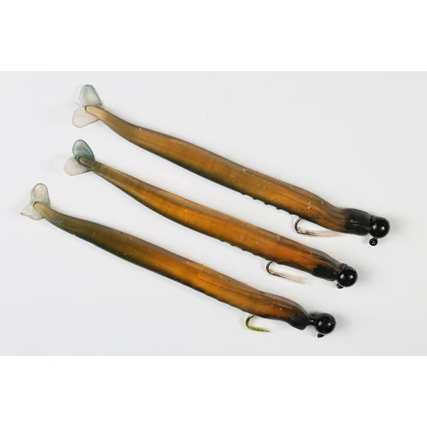 Lureflash Powerstorm Pre-Rigged Jigs Rubber Worm Motoroil 14cm 3pc