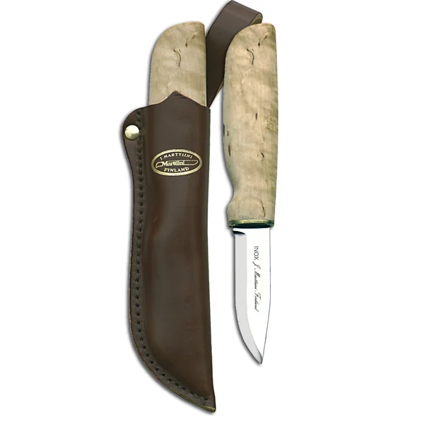 Marttiini New Handy Stainless Chrome/Birch/Leather 75mm Blade