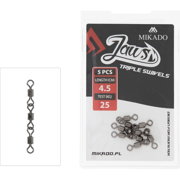Mikado Jaws Triple Swivels 5pc