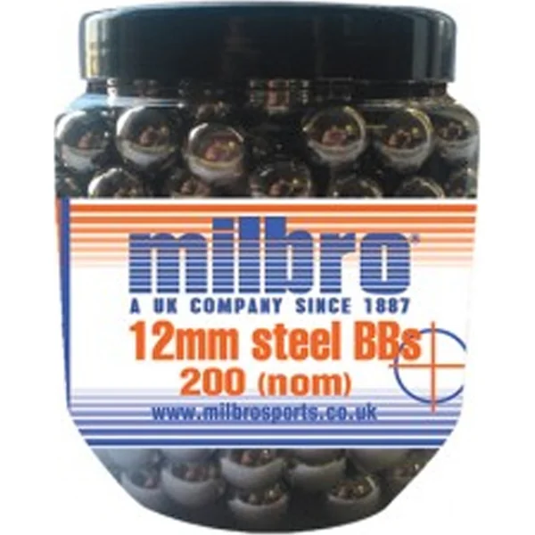 Milbro 12mm Steel Heavy Catapult Ammo (200 Tub)