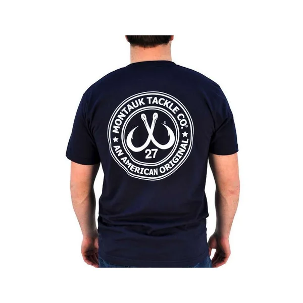 Montauk Tackle Company MTC Circle Logo Short Sleeve T-Shirt Navy/White Logo - Large