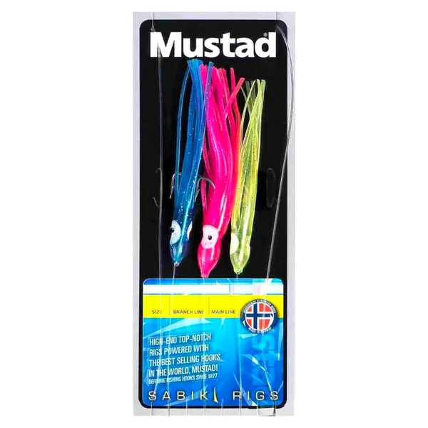 Mustad 3 Coloured Squid Rig H6/0 ML60LB