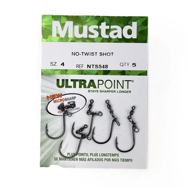 Mustad Ultrapoint No-Twist Dropshot Hook & Swivel 5pc