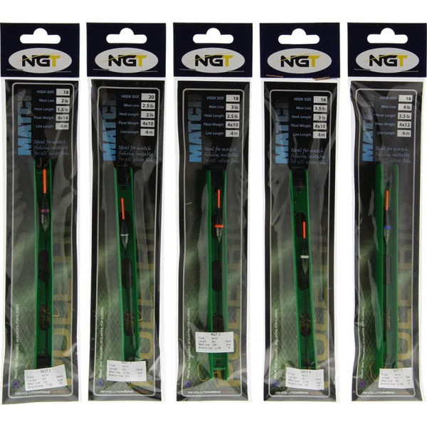 NGT Match Pole Rigs - 10 Assorted Match Specific Pole Rigs