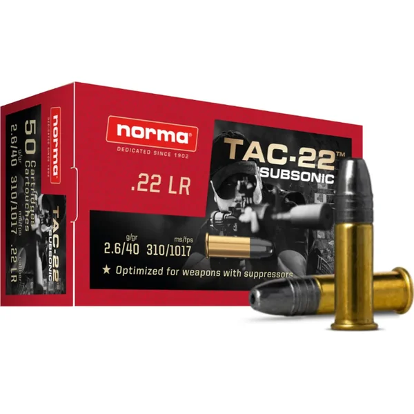Norma .22 LR 40 Grain Tac-22 Subsonic (50 Box)