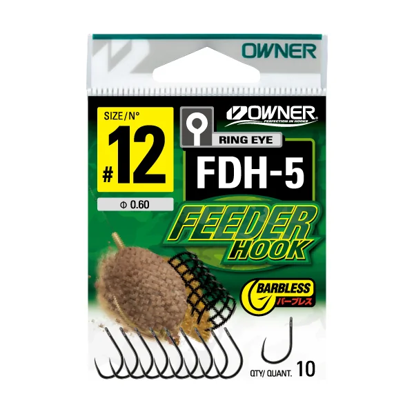 Owner FDH-5 Carp Down Barbless Eyed Specimen Hook