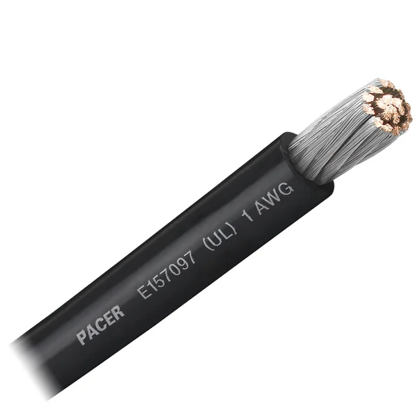 Pacer Black 1 AWG Battery Cable -Sold By The Foot