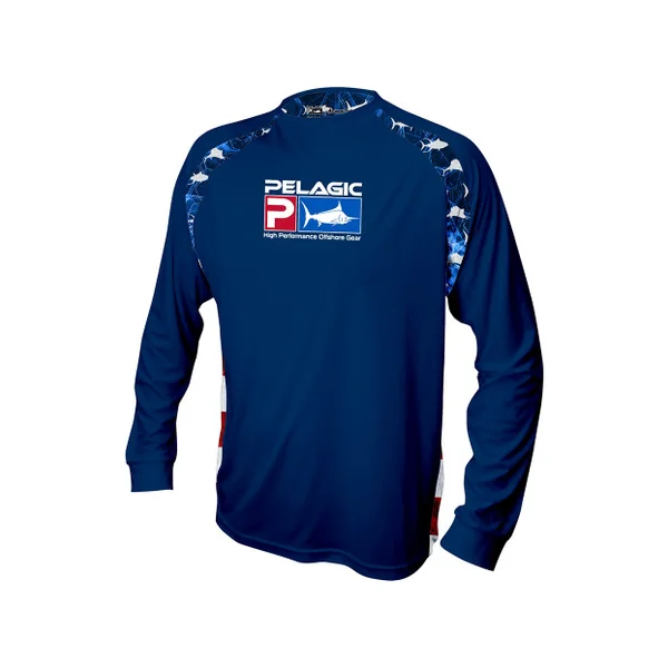 Pelagic Vaportek Sideline Americamo LS Shirt - Navy - L