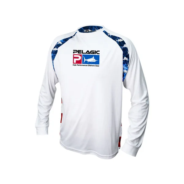Pelagic Vaportek Sideline Americamo LS Shirt - White - L