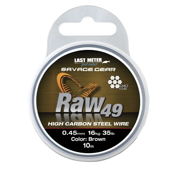 Savage Gear Last Meter Raw49 Stainless Steel Trace Wire - Uncoated Brown 10m