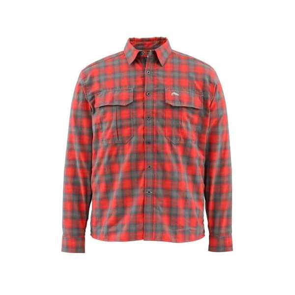 Simms PG-10777 Coldweather Long Sleeve Shirt - Fury Orange Plaid - Medium