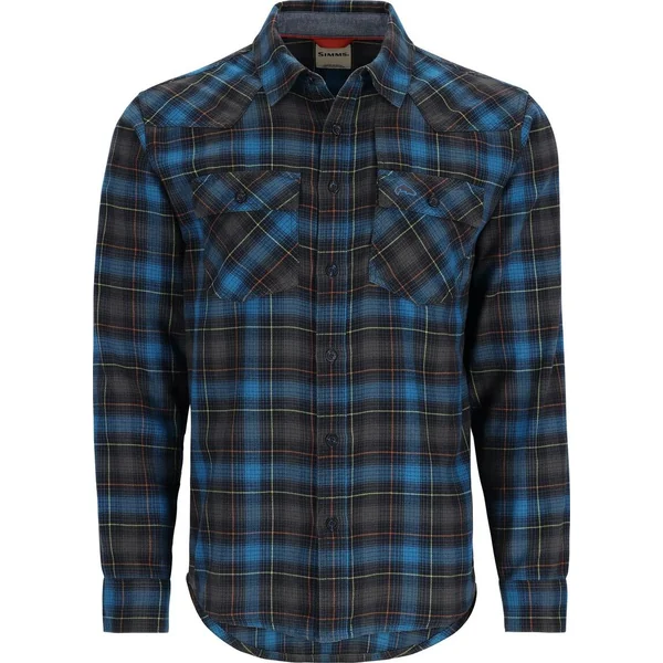 Simms Santee Flannel Shirt Black/Brown Blue Pane Ombre
