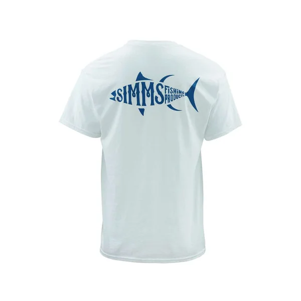 Simms Woodblock Tuna Short Sleeve Shirt - White Small