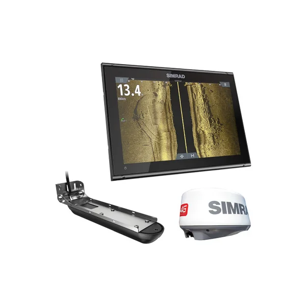 Simrad 000-14856-001 GO12 XSE Combo w/ Active Imaging 3-in-1 Transducer, 4G Radar & C-MAP Pro Chart
