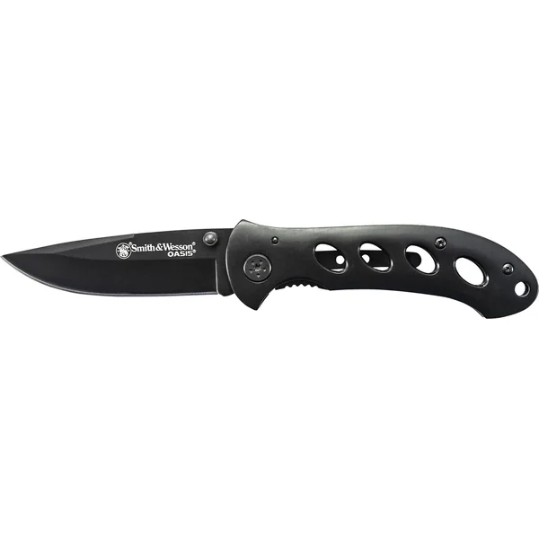 Smith & Wesson Oasis Drop Point Titanium Handle Folding Knife 3.2in