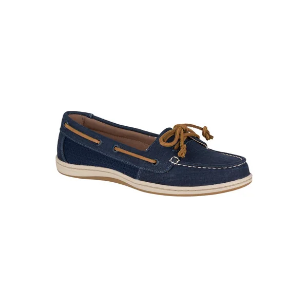 Sperry STS80276 Women's Firefish Scratch Linen Boat Shoe - Navy 6M