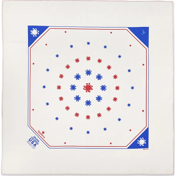 Spyderco Bandana Ivory with Red Blue Bug Print
