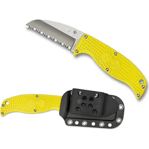 Spyderco Enuff Salt Serrated Yellow FRN Polymer Sheath 2.75in Fixed Blade
