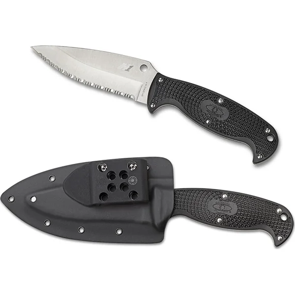 Spyderco Jumpmaster 2 LWT Serrated Black FRN Boltaron Sheath 4.48in Fixed Blade