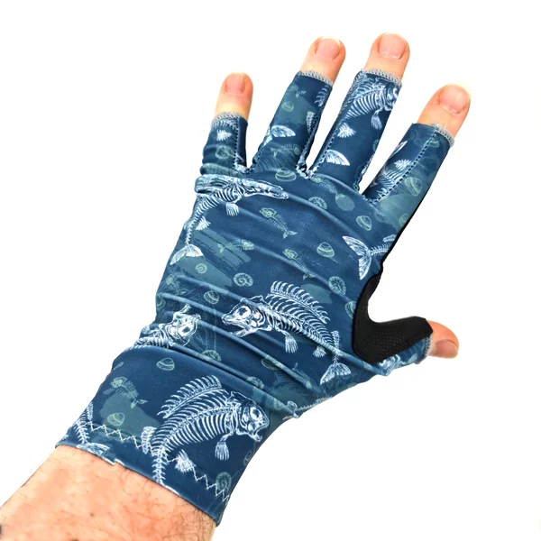 Stillwater Fly Fishing Camo Blue Grip Gloves UPF 50+