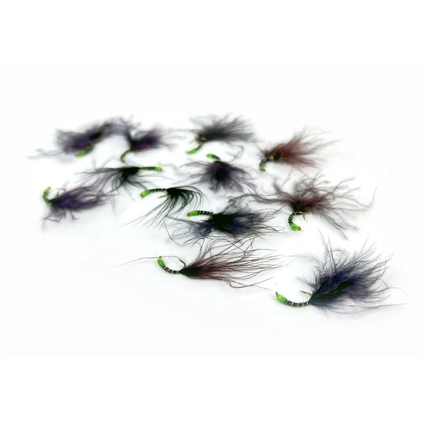 Stillwater Woolie Worms Black/Green Size 14 - 1 Dozen