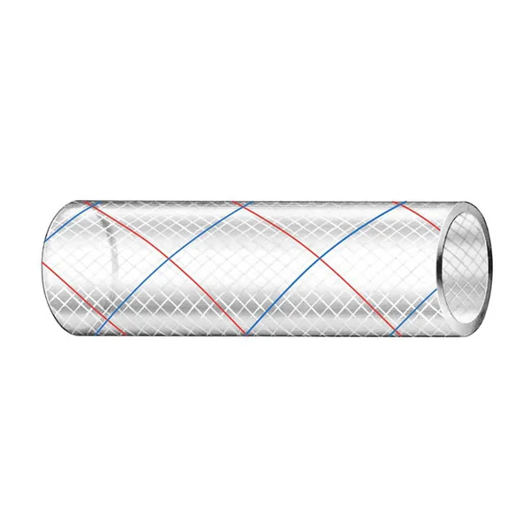 Trident Marine 5/8" x 50' Clear Reinforced PVC Hose Tubing Red Blue Tracer [162-0586]