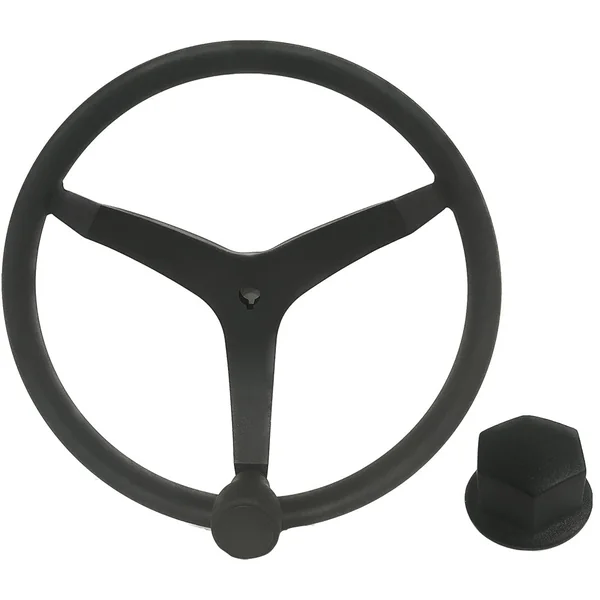 Uflex - V46 - 13.5" Stainless Steel Steering Wheel w/Speed Knob Chrome Nut - Black [V46B KIT]