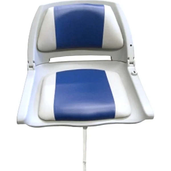 Waveline Moulded Folding Down Boat Seat Grey/Blue Cushion