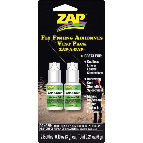 Zap Zap-A-Gap CA+ Fly Fishing Adheshive Vest Pack Super Glue 2x3g